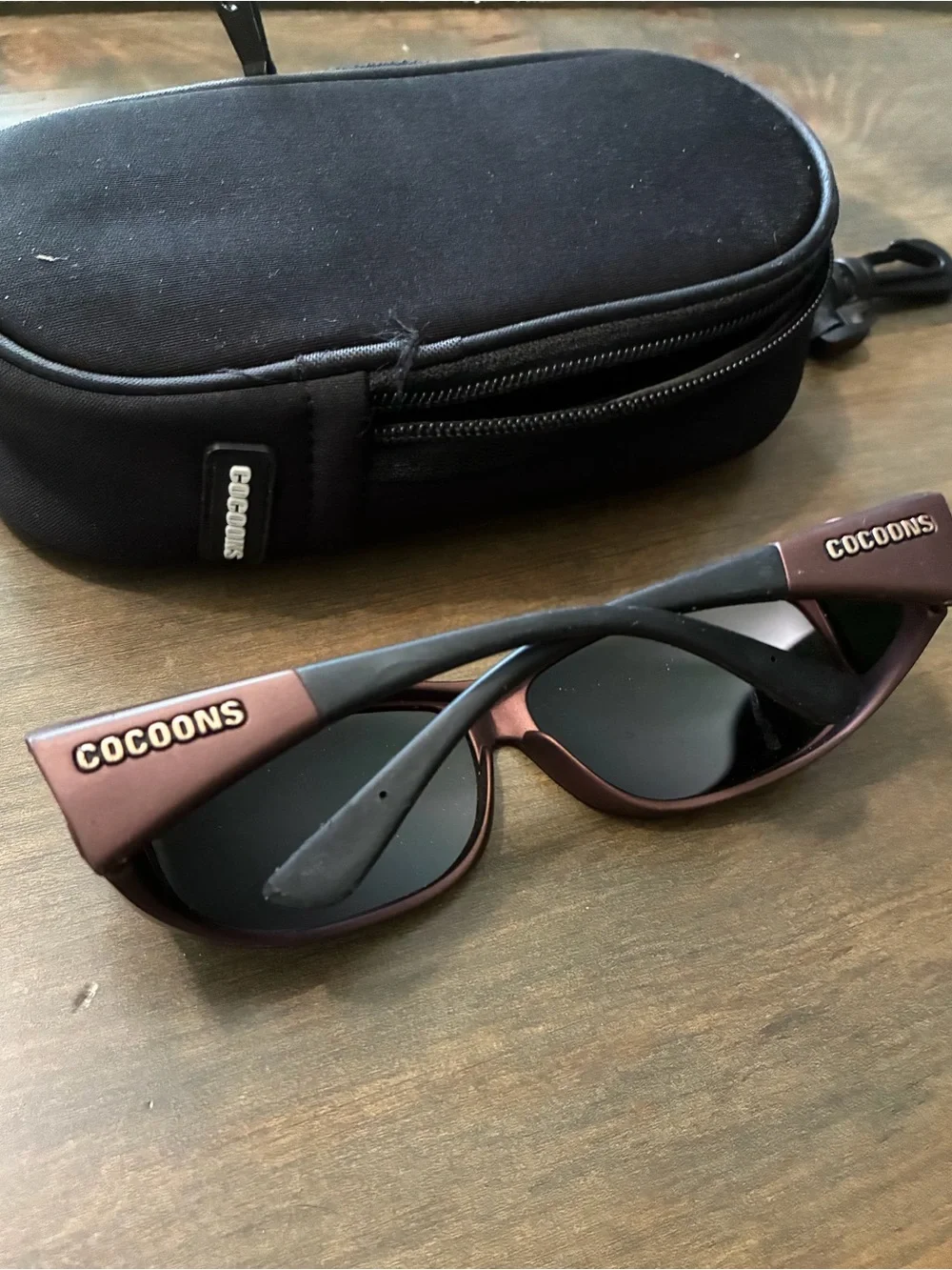 Cocoons Men's Brown Matte Wrap Sunglasses with Protective Zipper Case